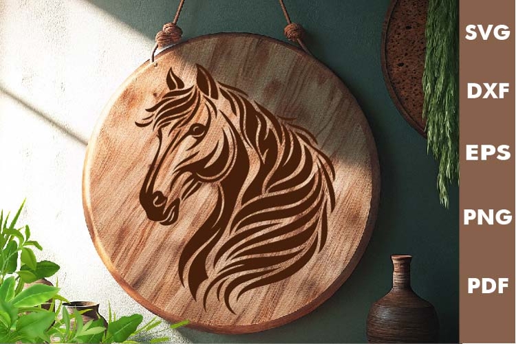 Horse Head Design, Cutting board SVG, Laser cut, Cricut