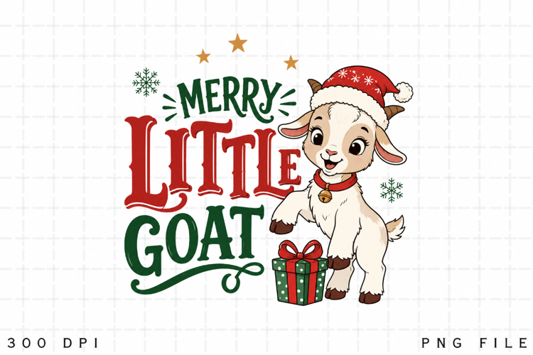 Merry Little Goat PNG, Christmas Goat Sublimation Design