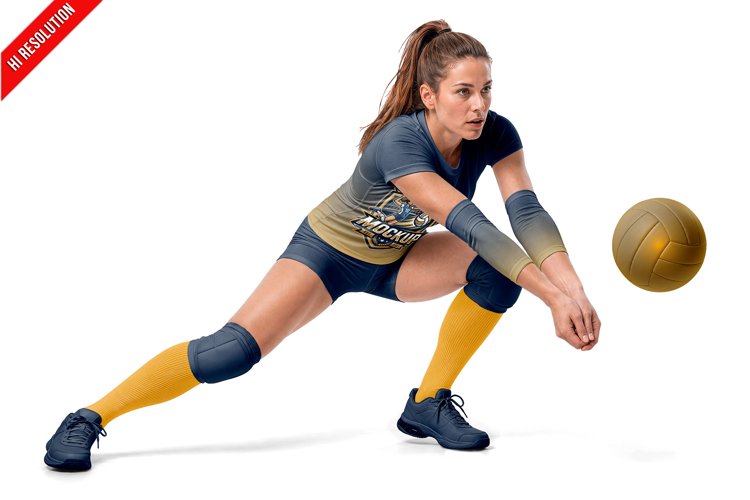 Woman Wearing Full Volleyball Unifor