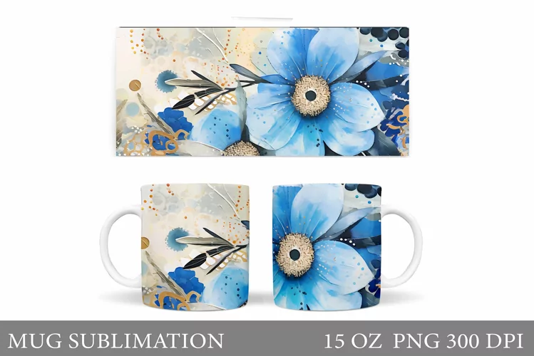 Flowers Mug Sublimation. Flowers Mug Wrap Design