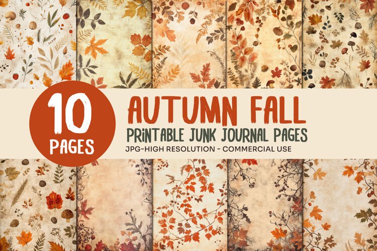 Autumn Foliage Junk Journal Pages example image 1