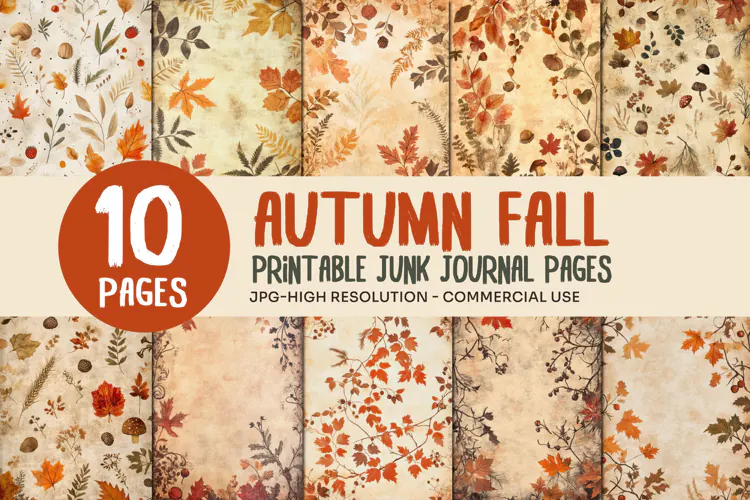 Autumn Foliage Junk Journal Pages