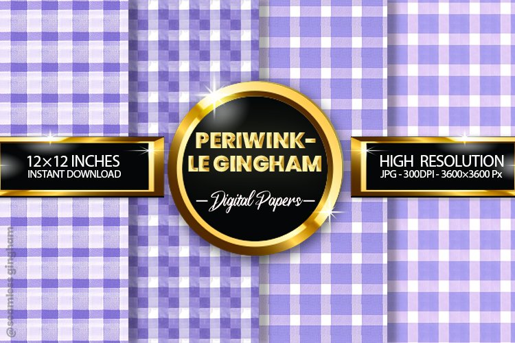 Periwinkle Gingham Digital Papers 04 Variations