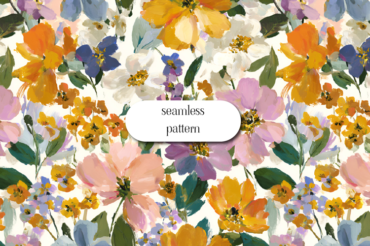 Vibrant Hand-Painted Floral Seamless Pattern Design