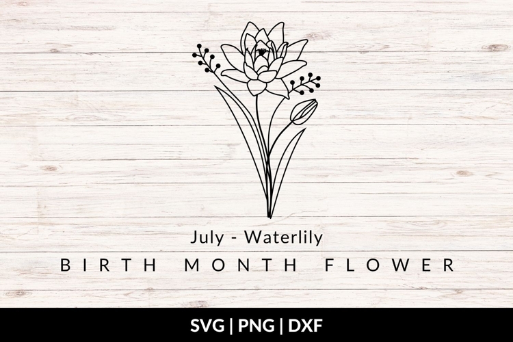 July Birth Flower Bouquet SVG - Water Lily example image 1