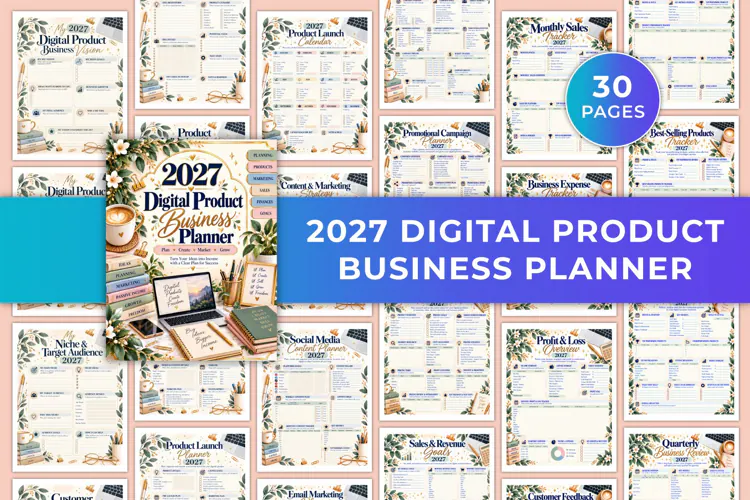 2027 Digital Product Business Planner kdp interiors