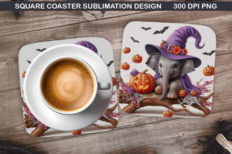 Elephant Coaster Sublimation, Halloween Coaster PNG