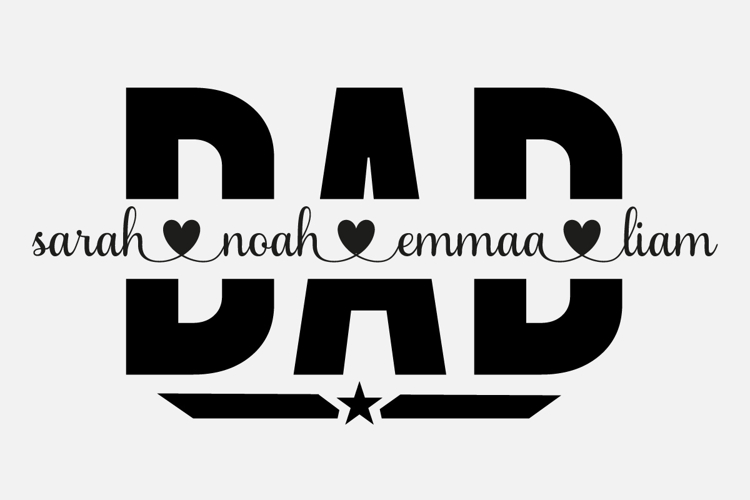 Dad Split Name Frame SVG, Fathers Day SVG Design, Dad PNG