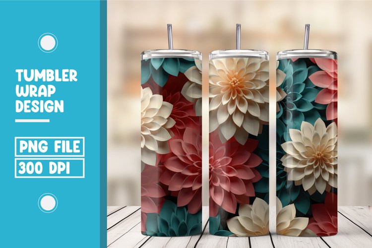 3d flower tumbler wrap sublimation