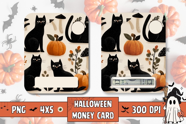 Cartoon Halloween Cat Gift Card, Printable Halloween Pumpkin
