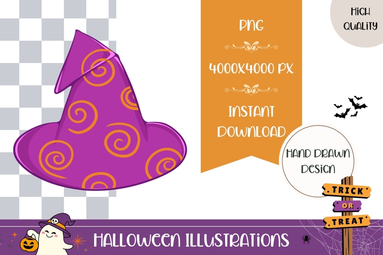 Hand Drawn Halloween Witch Hat Illustration, Halloween Hat