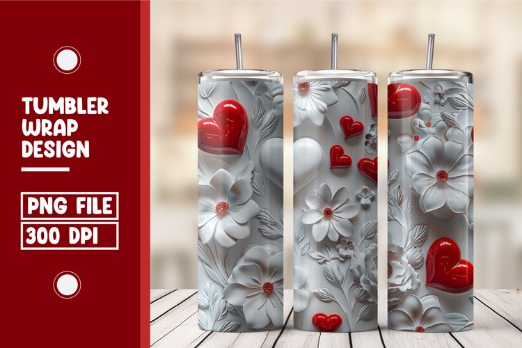 Heart Flower Tumbler Wrap Design