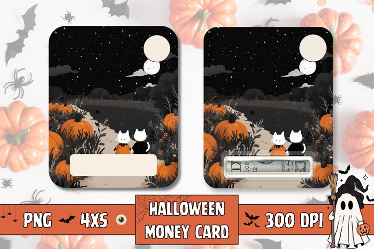 Cute Halloween Cats Money Card, Halloween Gift Card Design