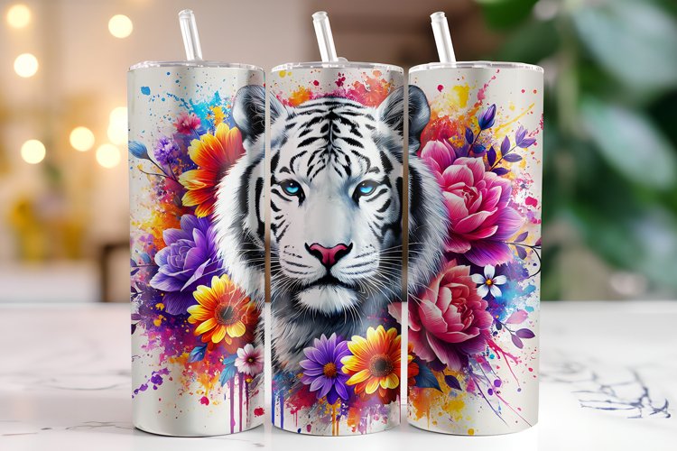 Tiger & Flowers Tumbler Wrap | Sublimation | Tumblers