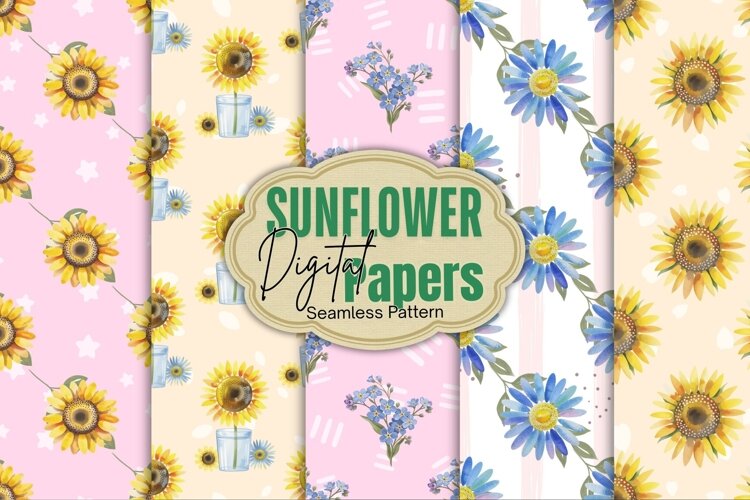 Seamless Sunflower Digital Paper example image 1