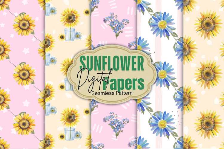 Seamless Sunflower Digital Paper