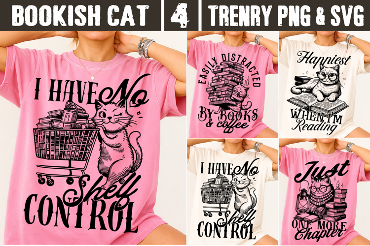 Bookish Cat SVG PNG Funny Reader Cat Book Lover Quote