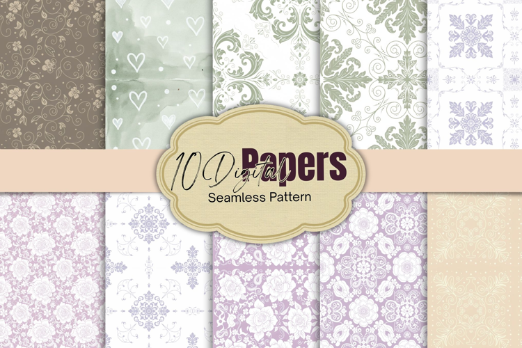 Vintage Shabby Chic Damask Digital Paper