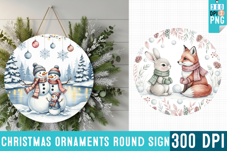 Christmas Ornaments Round Sign PNG, Christmas Round Sign PNG