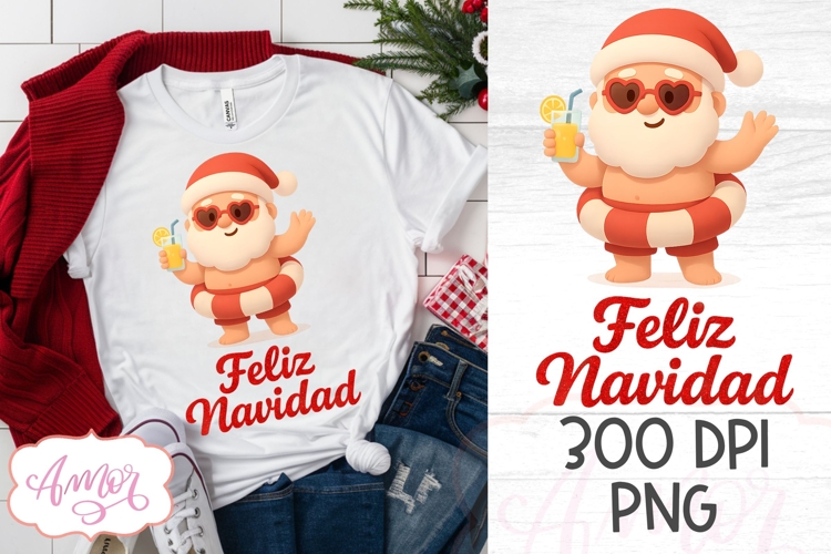 Feliz navidad PNG, Papa Noel de Verano diseño de Sublimación