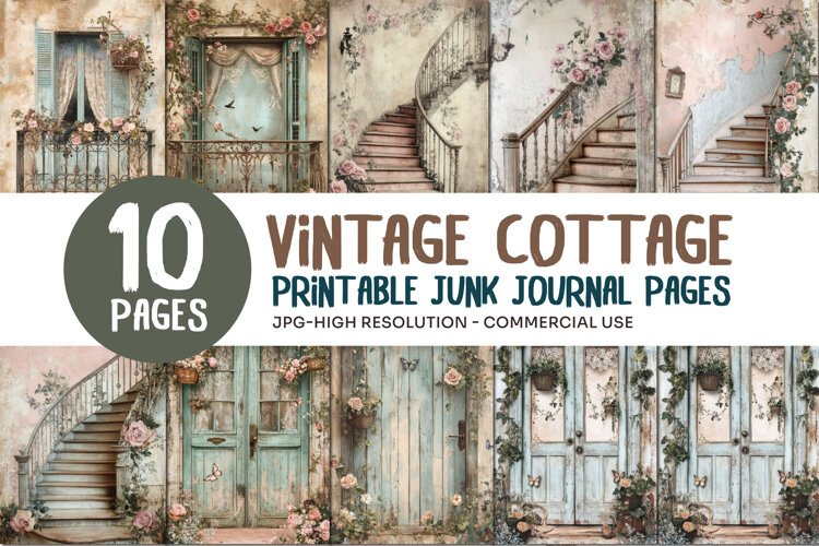 Vintage Cottage Junk Journal Pages example image 1