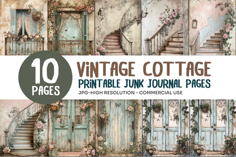 Vintage Cottage Junk Journal Pages