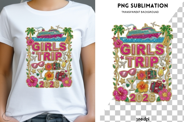Girls trip 2026 png design for T-shirts