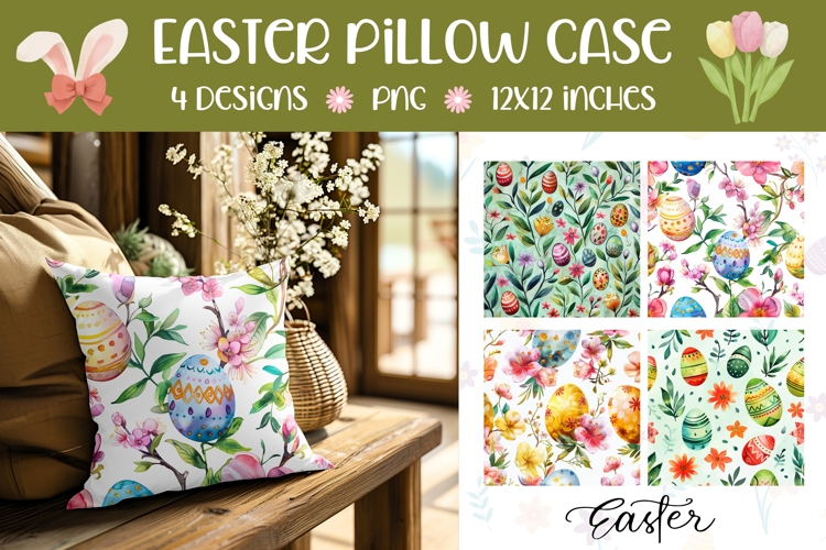 Easter Pillow Case Designs, Watercolor Easter Eggs Pillow