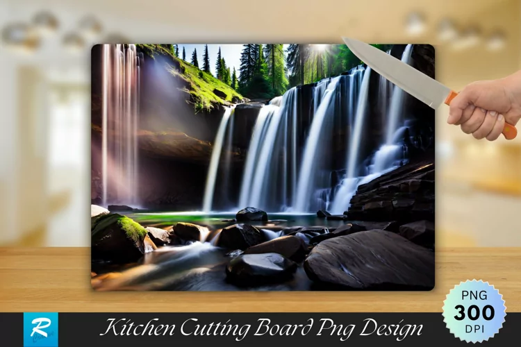 3D Waterfall Cutting Board Sublimation Design