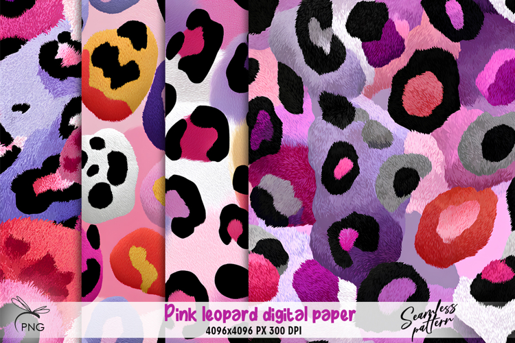Pink leopard digital paper, seamless pattern