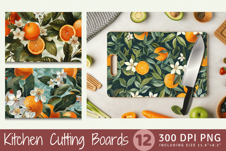 Oranges Garden Floral Cutting Boards sublimation Design