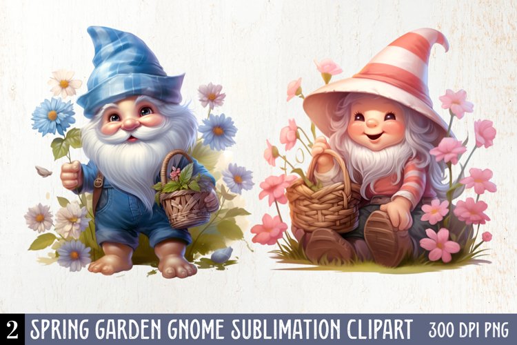 Spring Garden Gnome Sublimation Clipart