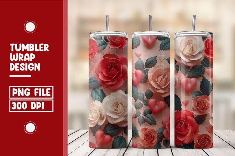 Heart Flower Tumbler Wrap Design example image 1