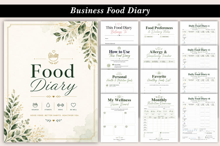 Printable Food Diary Kdp interiors