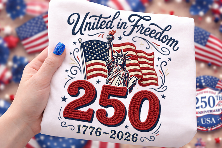 United in Freedom 250th Anniversary Patriotic T-Shirt Design