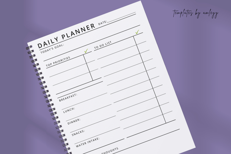 Simple Daily Planner Template | Canva Editable planner