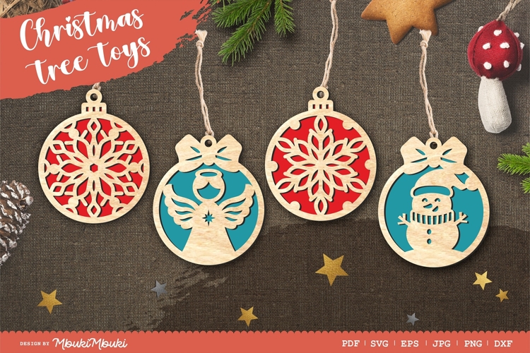 Christmas tree toys 3 / laser cut file / SVG