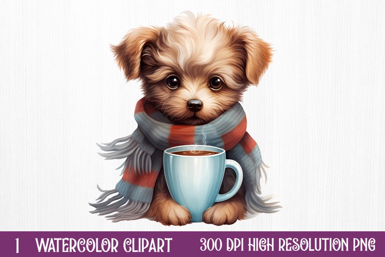 Christmas Animals Coffee Sublimation Clipart, Christmas PNG