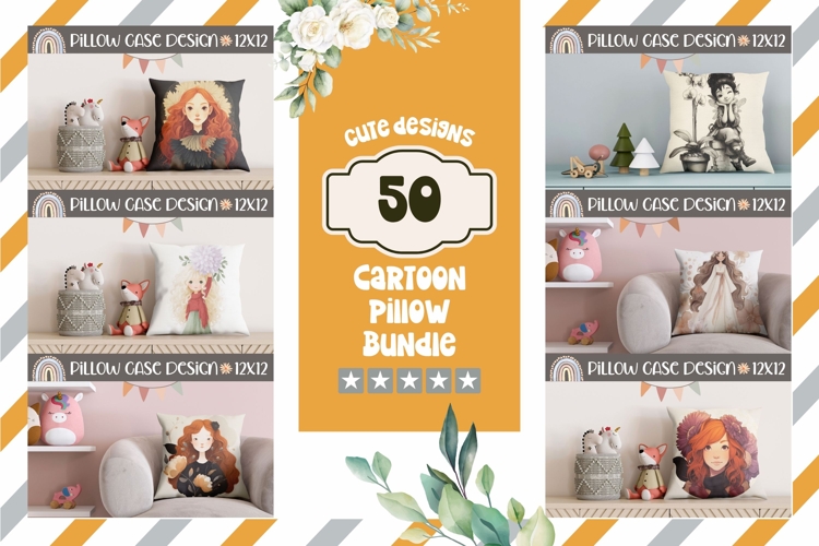 Cartoon Pillow Designs, Kids Pillow Bundle, Fantasy Pillow