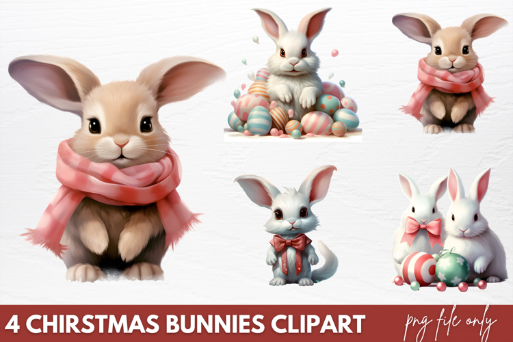Chirstmas Bunnies Clipart PNG
