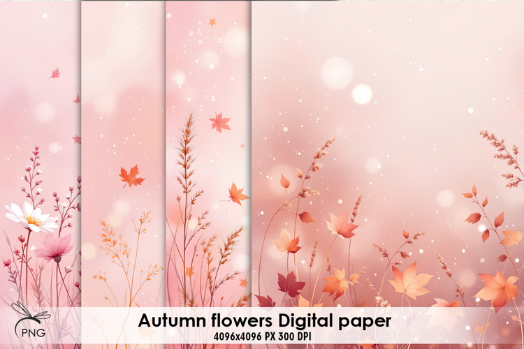 Autumn flowers digital paper