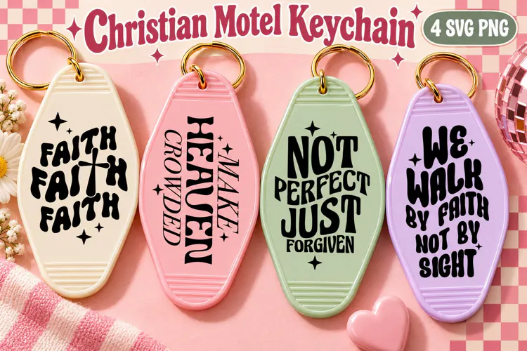 Christian Motel Keychain SVG PNG, Faith Over Fear Sayings