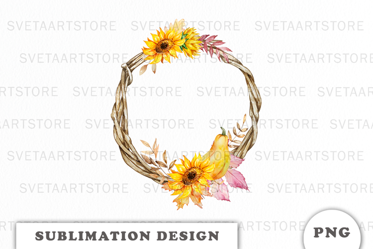 Watercolor Autumn Pumpkins Wreath png