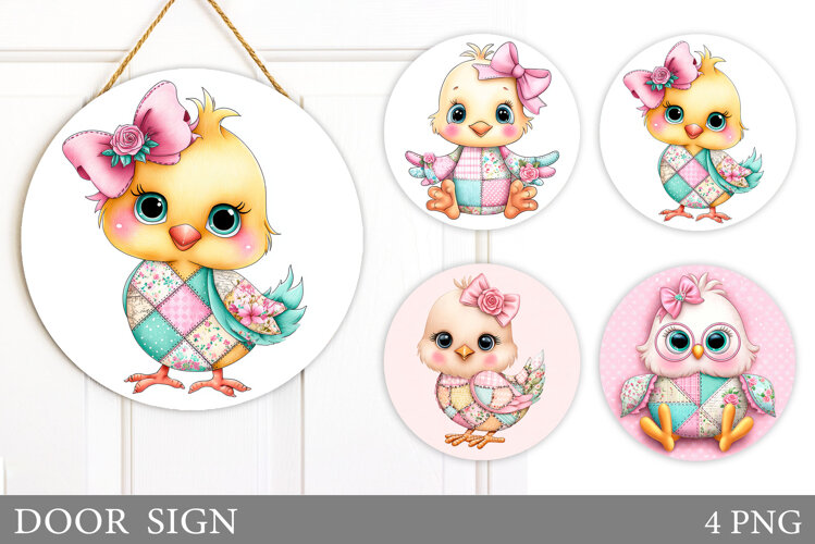 Patchwork Bird Door Sign. Spring Door Sign Sublimation example image 1