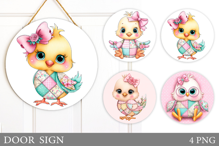 Patchwork Bird Door Sign. Spring Door Sign Sublimation