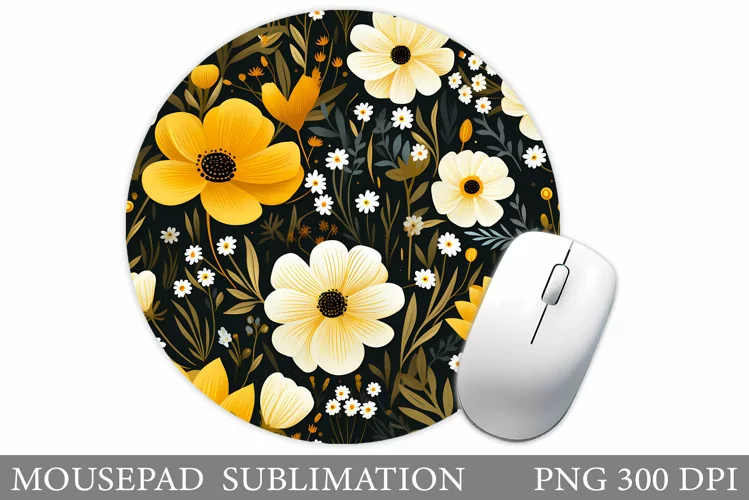 Flowers Mouse Pad Design. Flowers Round Mouse Pad Template