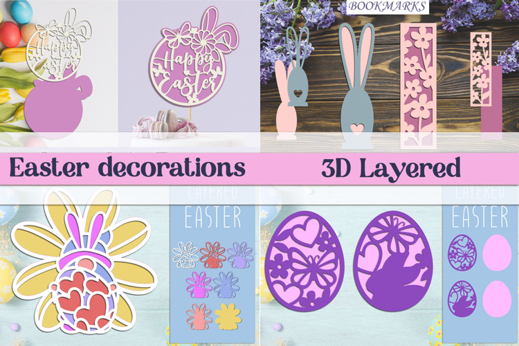 Easter decorations laser cut, Layered paper craft gift ideas