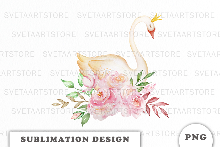 Watercolor Swan Princess png