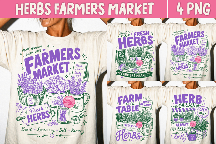 Herbs Farmers Market PNG, Preppy Garden Herb Lover Summer