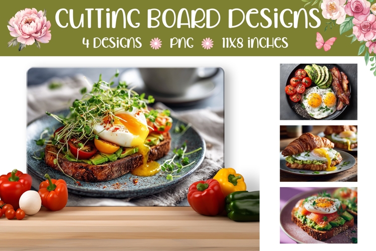 Eggs Cutting Board, Food Cutting Board, Breakfast PNG